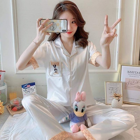 Korean Style Silk Pajamas - Picture 1 of 6